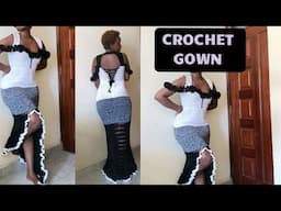 Crochet Easy Gown with Ruffle Details// I replaced the Brown with White