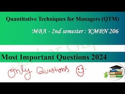 Quantitative Techniques for Managers (QTM) Most Important Questions for MBA 2nd Semester Exam 2024.