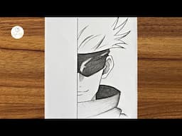 How to draw Gojo Satoru step by step || Gojo Satoru drawing || How to draw anime step by step