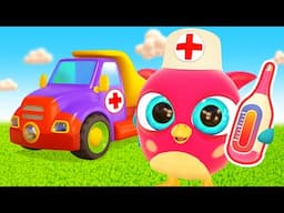 The baby penguin is ill! Hop Hop pretends to play doctor for toys. Compilation of cartoons for kids.