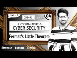 Fermat's Little Theorem in Tamil | Cryptography and Cyber Security in Tamil | CB3491 in Tamil Unit 3