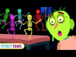 Spooky Skeleton Family Dancing on Halloween Night | Scary Kids Songs @TeeHeeTown