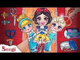 Disney Princess: How To Fix Broken Cinderella, Snow White, Elsa? Stop Motion Paper DIY