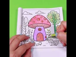 Mushroom House in the Woods | Cute Coloring Page for Kids, Autumn Coloring Fun