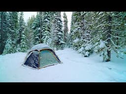 Winter Hot Tent Camping In Snow 15°F | ASMR