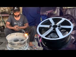 How to Fix Broken Alloy Wheel Rim || How to Repair Cracked Alloy Wheel || Alloy Wheel Bent Repair