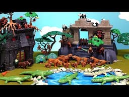 Temple Diorama Set and Playmobil Forest Animals and Dinosaurs