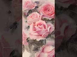 Watercolor Pink Roses With A Gray Base Layer #howtowatercolor