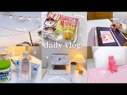 daily vlog ☁️ 🍃 : after work routine 💤 , cooking 👩‍🍳 , skincare routine, cleaning, minimal desk ✨