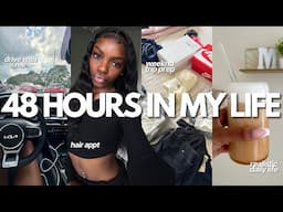 VLOG ♡ 48 hrs in my life, hair appt, self care, at home lashes, drive w/ me, daily life + more!