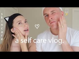 couple self care vlog ♡ cooking together, skincare, book shopping..