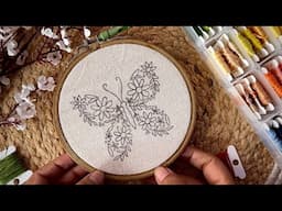 Floral butterfly embroidery tutorial || Embroidery for Beginners || Let’s Explore