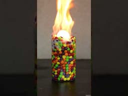 Red Hot Steel Ball vs. Skittles: Sweet Meltdown! 🔥🍬 #hydraulicpress #skittles #satisfying