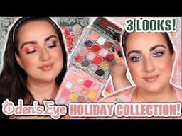 ODEN'S EYE ROSEY JINGLE & SILVERY BLISS HOLIDAY PALETTES REVIEW! | 3 LOOKS!