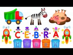 Bini ABC Academia De Lectura - Letter C - CEBRA, CAMIÓN, CERDO, COHETE, CARACOL | Bini Bambini Games