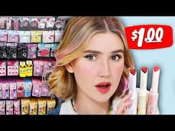 Japanese $1 Store Makeup Challenge *shopping in Tokyo*