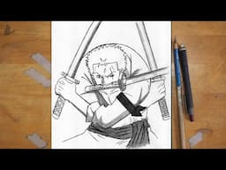 How to Draw Zoro [3 Sword Style] - Anime Drawing Step by Step