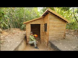 25days I Building Underground Log Cabin Bushcraft shelter In wilderness