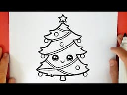 HOW TO DRAW A CUTE CHRISTMAS TREE