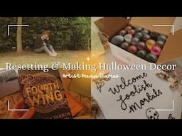 🍃 Resetting & Making Halloween Decor ft. HTVRONT 💀 | Artist Mama Diaries 🐻🌿 | Studio Vlog