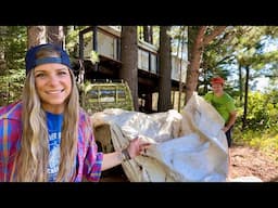 DIY Wall Tent Rainfly Made From Trash! | Off Grid Treehouse Build Ep. 24