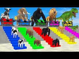 Cow Elephant Lion Gorilla T-Rex Choose the RIGHT Animal ESCAPE ROOM CHALLENGE Wild Paint Animals