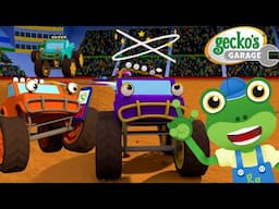 Five Little Monster Trucks Song! 🎶 Gecko's Songs 🚚 🎶 | Kids Songs | Toddler Fun Learning