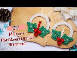 Super Easy Macrame Christmas Wreath Ornament Step by Step Tutorial