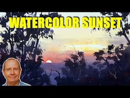 How to paint bright warm sunsets with watercolors without it going green. Sky tips and techniques