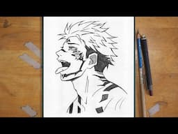 How to Draw Sukuna [Sticking His Tongue] - Anime Drawing Step by Step