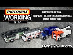 2024 Matchbox Working Rigs Pierce Fire Trucks, GMC Tree Trimming Truck, & International Dump truck