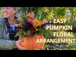 Easy Fall Pumpkin Floral Arrangement |  Heirloom Pumpkins & Mums