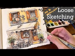 Loose ink and watercolor sketching tutorial | Hotel in Venice