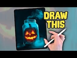 PROCREATE Halloween Pumpkin Jar DRAWING Tutorial in EASY steps