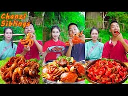 Extremely Spicy KING CRAB Eating Show🦀,5KG!!|Village Funny Mukbang 2022|Chinese Food|Seafood Recipes