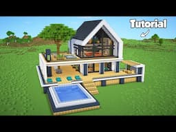 Minecraft: How to Build a Modern House Tutorial (Easy to Follow) #54 - Interior in Description!