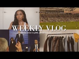 WEEKLY VLOG! meeting kamala harris at the presidential debate, soccer games, & pre-fall haul