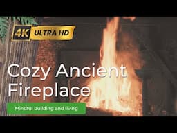 Burning Wood and Crackling Sounds in Ancient Fireplace, uninterrupted 90 minutes (close up)