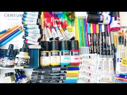 Mixed media art haul, swatches & using it ALL! HOW to create mixed media art