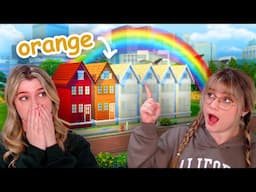 can we build a fully ORANGE townhouse in the sims? | rainbow townhouses pt 2