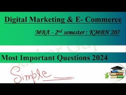 Digital Marketing & E-Commerce MBA 2nd Semester KMBN 207, Digital Marketing Most Important Questions