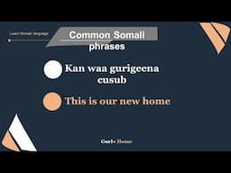 Common Somali sentences/phrases [Somali Basics]