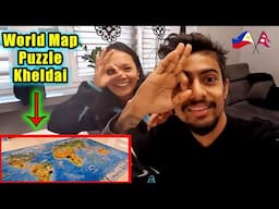 NERRY Sanga World Map Ko PUZZLE Game Kheldai | Nepali Boy Phillippines Girl Vlog ! Gorkhey Vlog 472