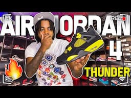 THEY'RE BACK!? AIR JORDAN 4 THUNDER ON FEET REVIEW!