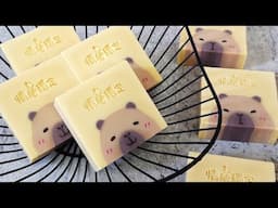 水豚手工皂 - Capybara soap making with acrylic scrapers and stamps, coldprocess - 手工皂