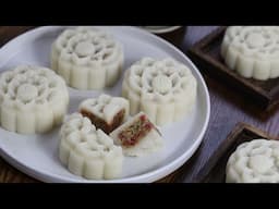 Bánh dẻo trung thu nhân thập cẩm, chi tiết để bánh sắc nét | Mixed nuts snow-skin mooncakes