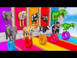 Cow Elephant Tiger Gorilla Dinosaur, 3d Animal Guess The Right Door Game | Funny 3d Paint Animals