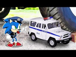 No God, Please Noo Crushing Sonic Police vs Police Car🚓 Crushing Crunchy & Soft Things by Car