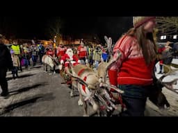 Santa and his reindeer arrive at the 2024 Banchory Christmas Festival in Aberdeenshire, Scotland