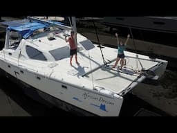 "Getting Hot and Dirty", Salvage Catamaran Repairs